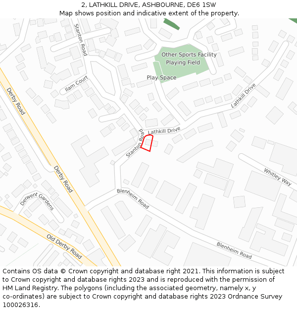 2, LATHKILL DRIVE, ASHBOURNE, DE6 1SW: Location map and indicative extent of plot