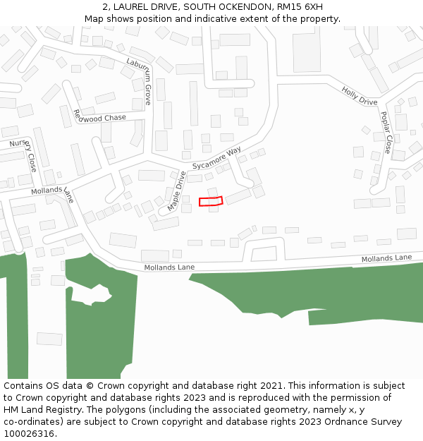 2, LAUREL DRIVE, SOUTH OCKENDON, RM15 6XH: Location map and indicative extent of plot