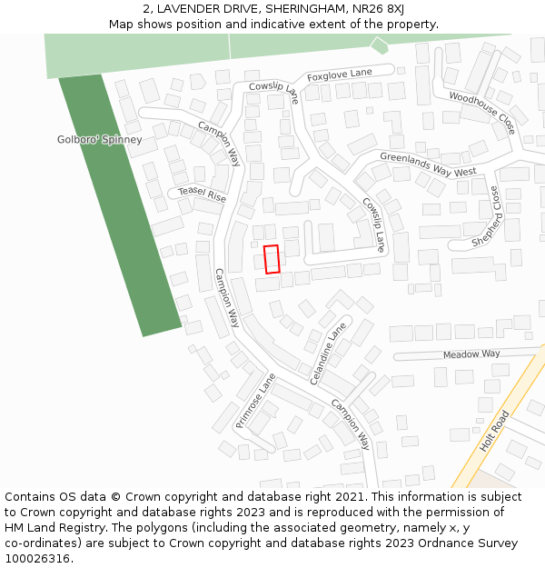 2, LAVENDER DRIVE, SHERINGHAM, NR26 8XJ: Location map and indicative extent of plot