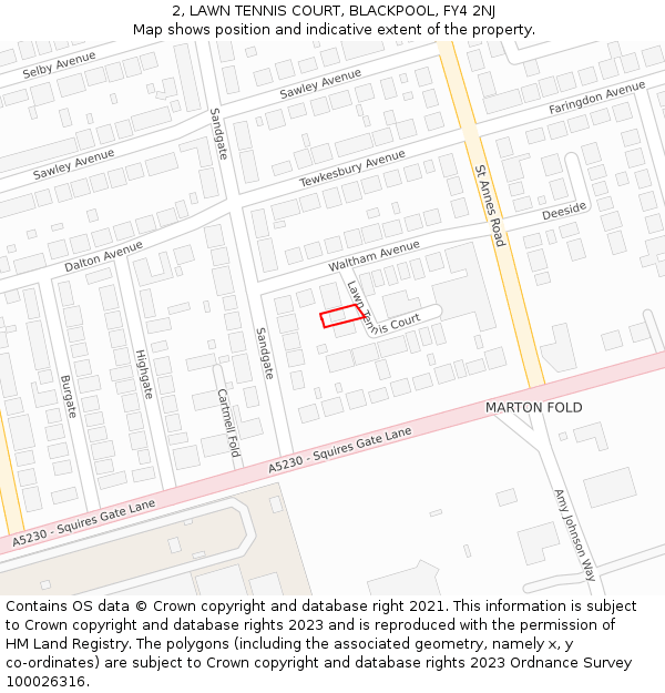 2, LAWN TENNIS COURT, BLACKPOOL, FY4 2NJ: Location map and indicative extent of plot