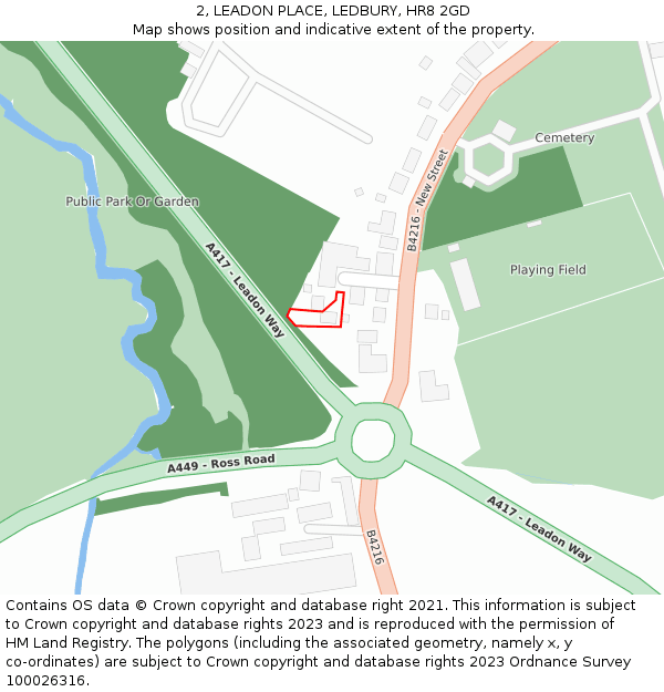 2, LEADON PLACE, LEDBURY, HR8 2GD: Location map and indicative extent of plot