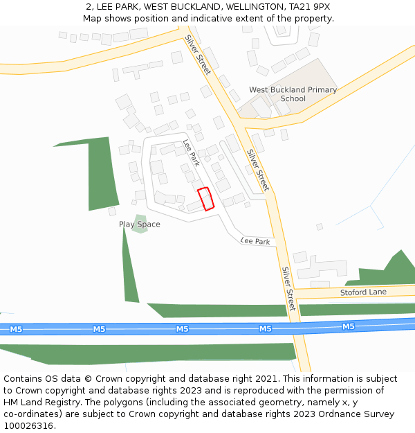 2, LEE PARK, WEST BUCKLAND, WELLINGTON, TA21 9PX: Location map and indicative extent of plot