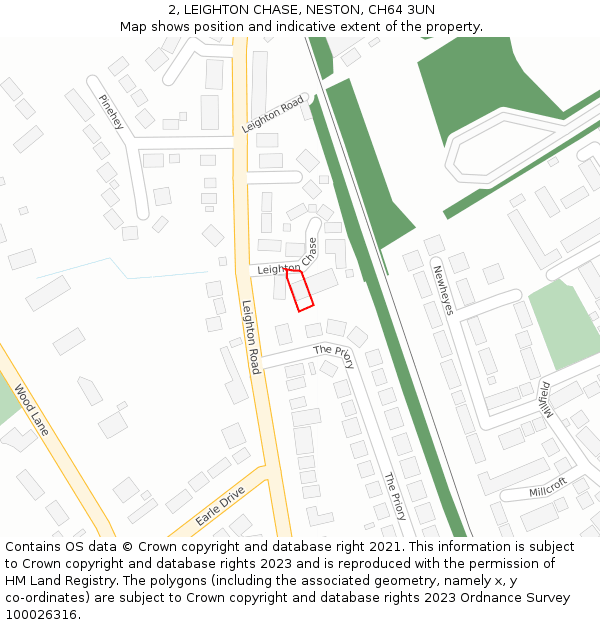 2, LEIGHTON CHASE, NESTON, CH64 3UN: Location map and indicative extent of plot