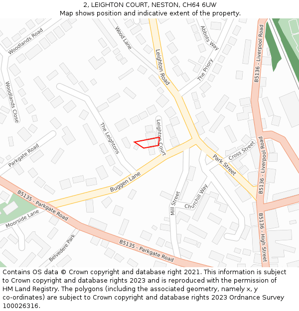 2, LEIGHTON COURT, NESTON, CH64 6UW: Location map and indicative extent of plot