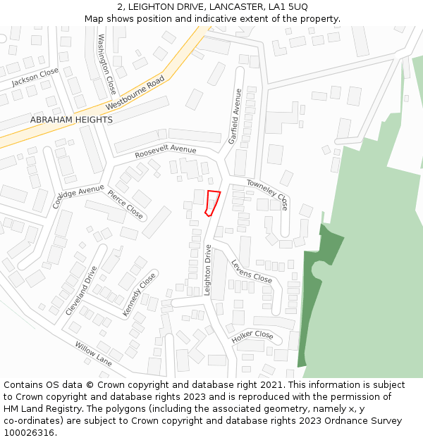 2, LEIGHTON DRIVE, LANCASTER, LA1 5UQ: Location map and indicative extent of plot