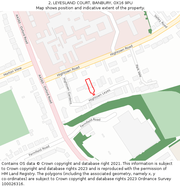 2, LEYESLAND COURT, BANBURY, OX16 9PU: Location map and indicative extent of plot