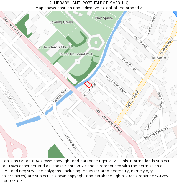 2, LIBRARY LANE, PORT TALBOT, SA13 1LQ: Location map and indicative extent of plot