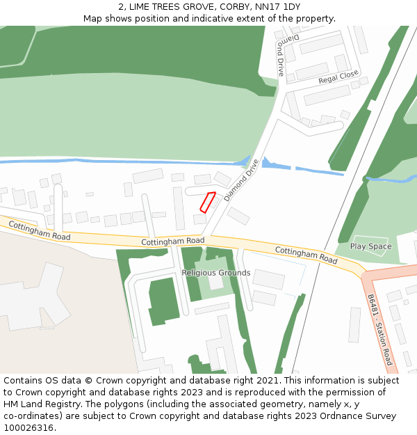 2, LIME TREES GROVE, CORBY, NN17 1DY: Location map and indicative extent of plot