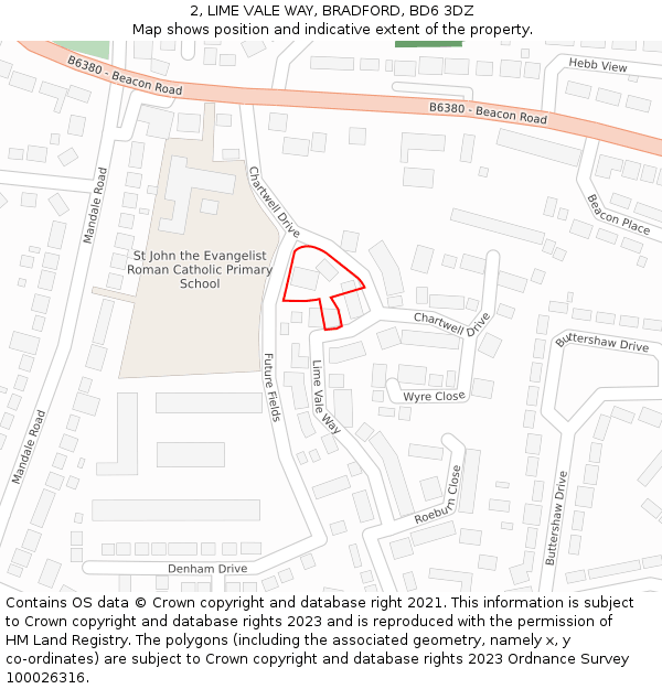 2, LIME VALE WAY, BRADFORD, BD6 3DZ: Location map and indicative extent of plot