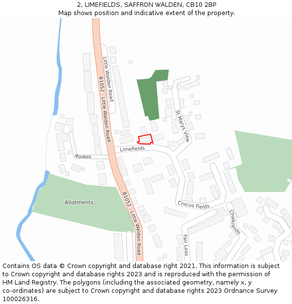 2, LIMEFIELDS, SAFFRON WALDEN, CB10 2BP: Location map and indicative extent of plot