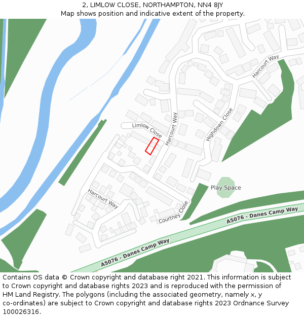 2, LIMLOW CLOSE, NORTHAMPTON, NN4 8JY: Location map and indicative extent of plot