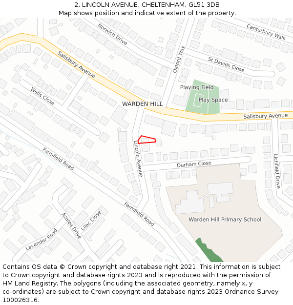 2, LINCOLN AVENUE, CHELTENHAM, GL51 3DB: Location map and indicative extent of plot