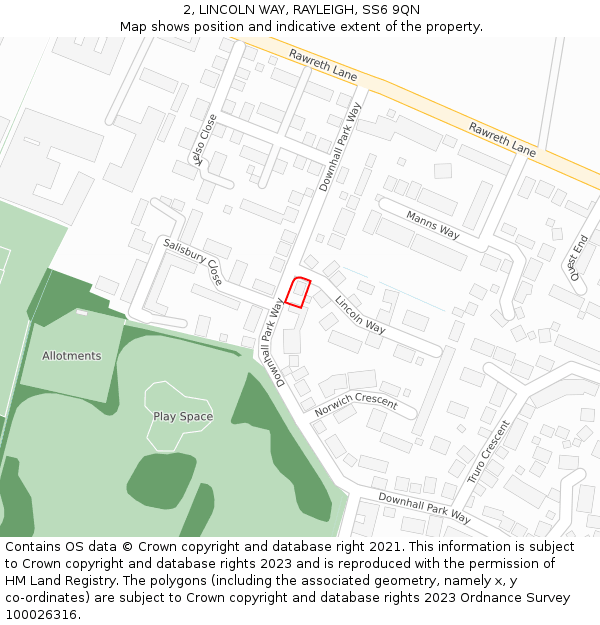 2, LINCOLN WAY, RAYLEIGH, SS6 9QN: Location map and indicative extent of plot