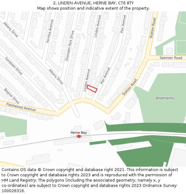 2, LINDEN AVENUE, HERNE BAY, CT6 8TY: Location map and indicative extent of plot