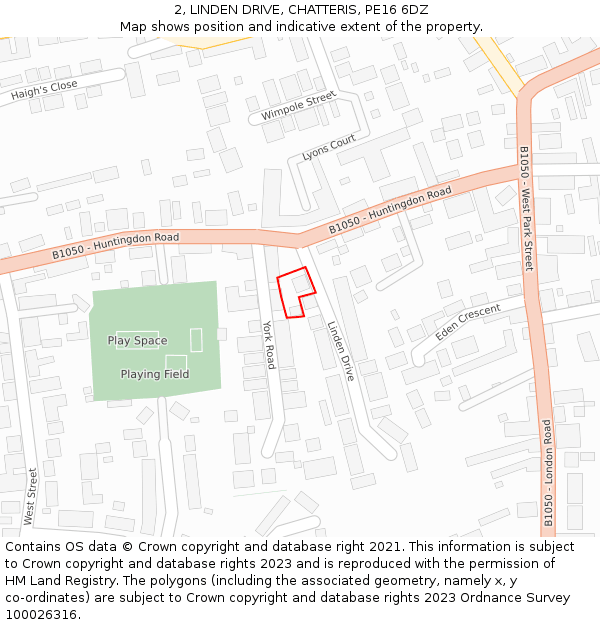 2, LINDEN DRIVE, CHATTERIS, PE16 6DZ: Location map and indicative extent of plot