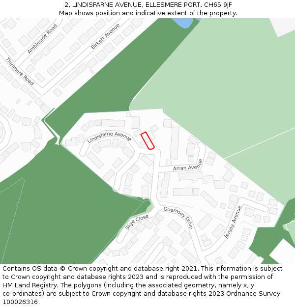 2, LINDISFARNE AVENUE, ELLESMERE PORT, CH65 9JF: Location map and indicative extent of plot