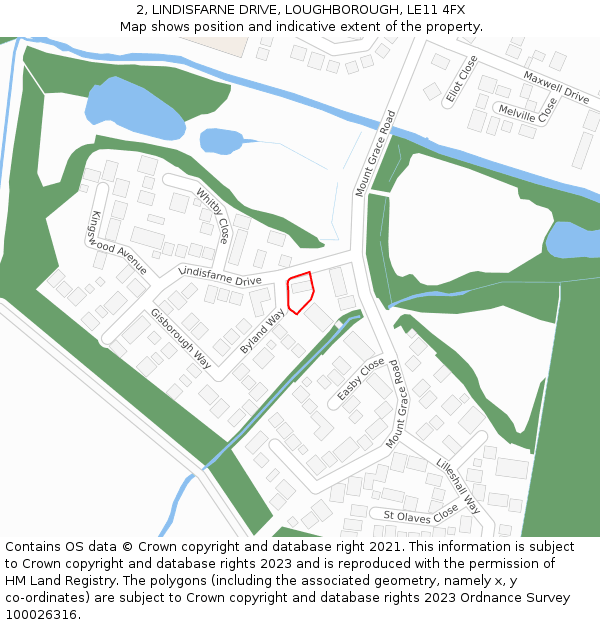 2, LINDISFARNE DRIVE, LOUGHBOROUGH, LE11 4FX: Location map and indicative extent of plot