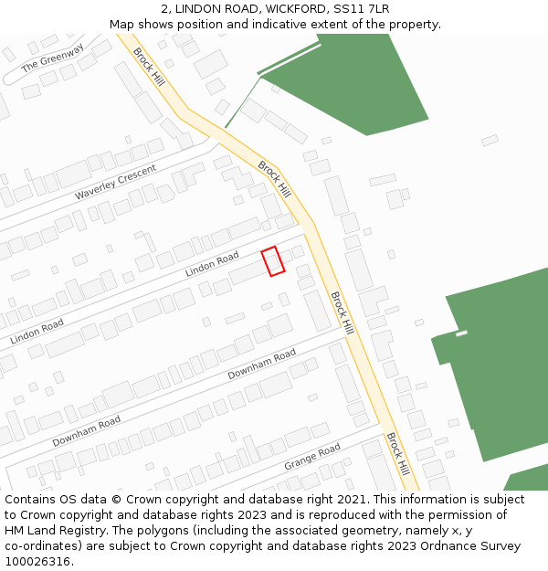2, LINDON ROAD, WICKFORD, SS11 7LR: Location map and indicative extent of plot