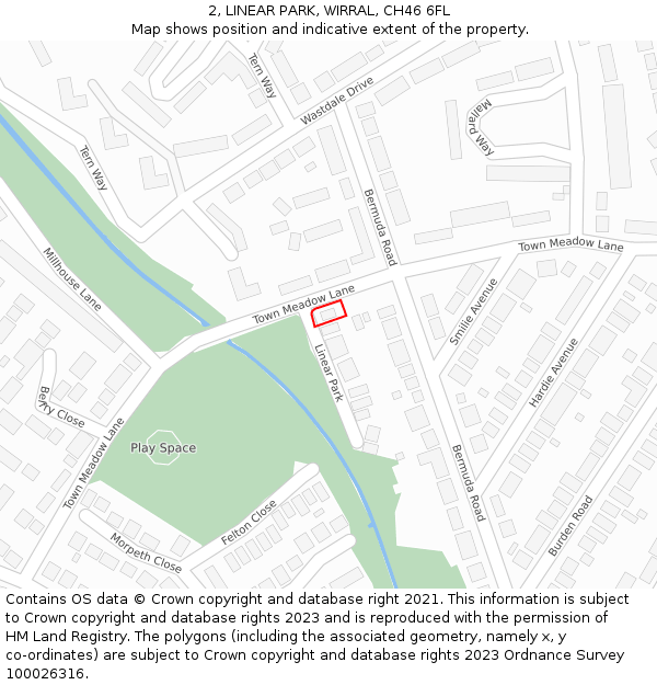 2, LINEAR PARK, WIRRAL, CH46 6FL: Location map and indicative extent of plot