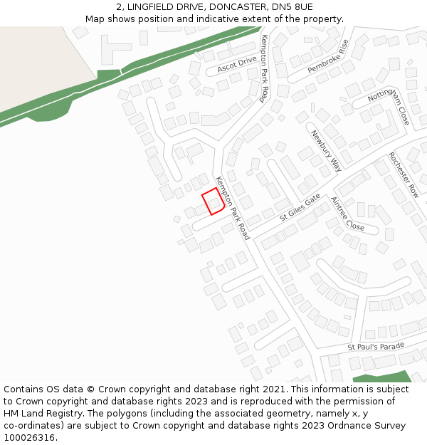 2, LINGFIELD DRIVE, DONCASTER, DN5 8UE: Location map and indicative extent of plot
