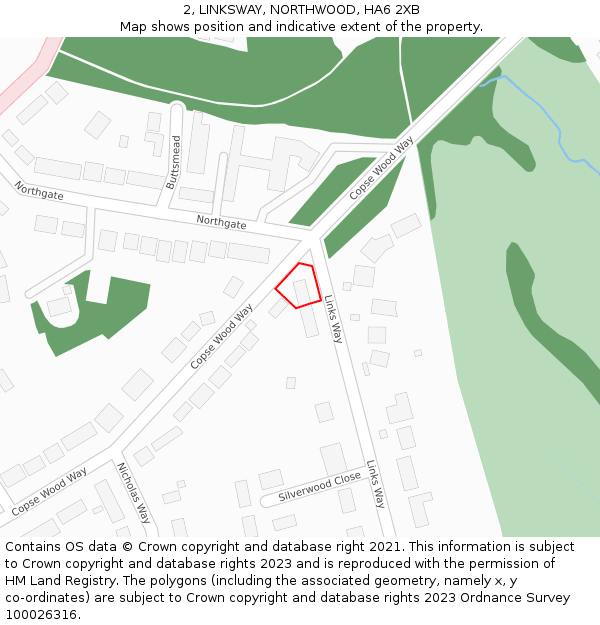 2, LINKSWAY, NORTHWOOD, HA6 2XB: Location map and indicative extent of plot