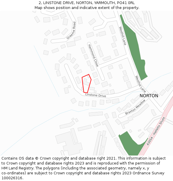 2, LINSTONE DRIVE, NORTON, YARMOUTH, PO41 0RL: Location map and indicative extent of plot