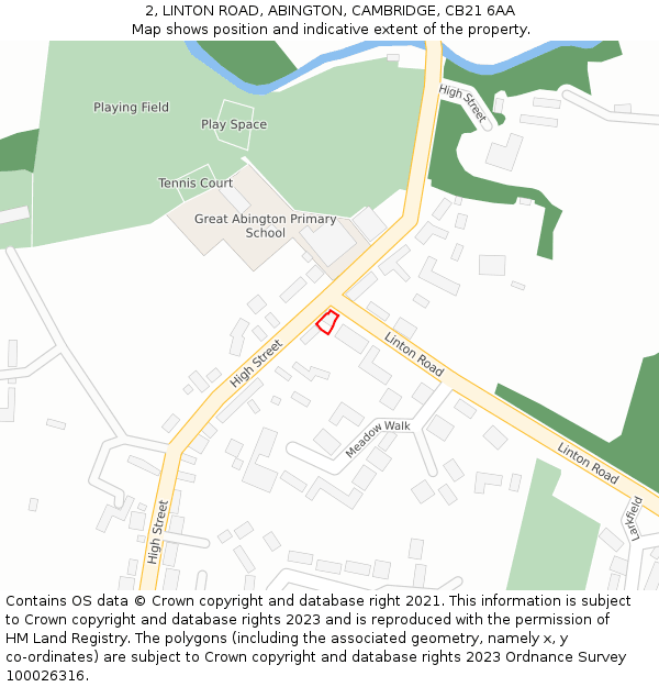 2, LINTON ROAD, ABINGTON, CAMBRIDGE, CB21 6AA: Location map and indicative extent of plot