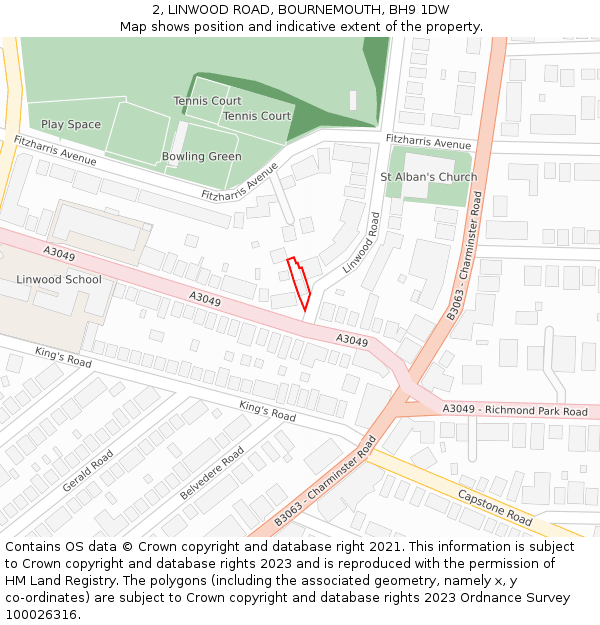 2, LINWOOD ROAD, BOURNEMOUTH, BH9 1DW: Location map and indicative extent of plot