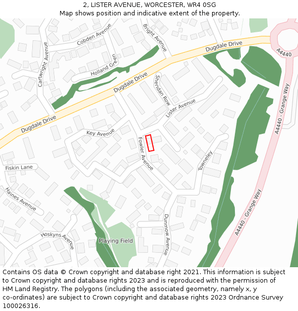 2, LISTER AVENUE, WORCESTER, WR4 0SG: Location map and indicative extent of plot