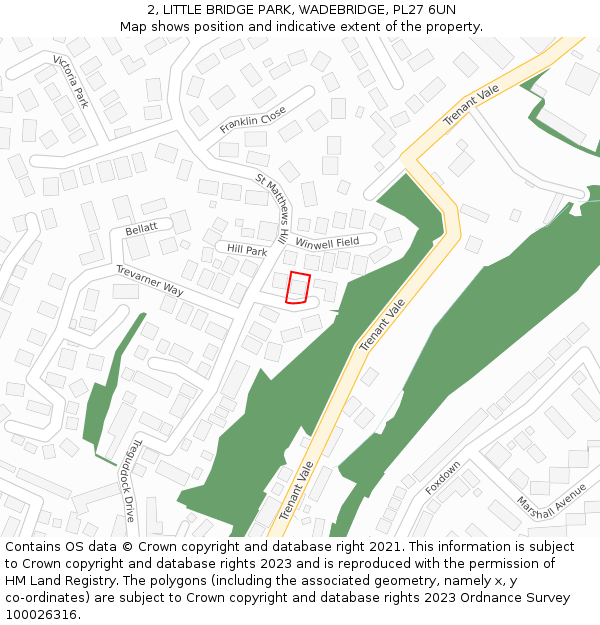 2, LITTLE BRIDGE PARK, WADEBRIDGE, PL27 6UN: Location map and indicative extent of plot