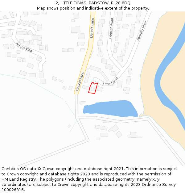 2, LITTLE DINAS, PADSTOW, PL28 8DQ: Location map and indicative extent of plot