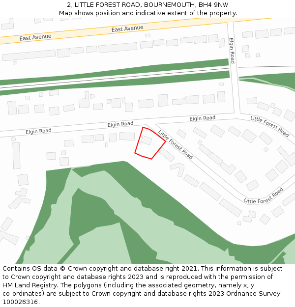 2, LITTLE FOREST ROAD, BOURNEMOUTH, BH4 9NW: Location map and indicative extent of plot