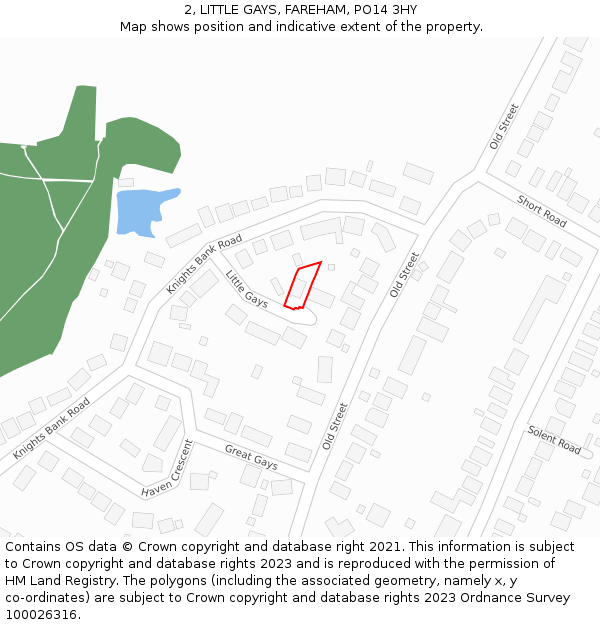 2, LITTLE GAYS, FAREHAM, PO14 3HY: Location map and indicative extent of plot