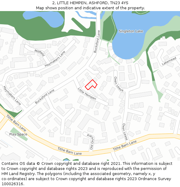 2, LITTLE HEMPEN, ASHFORD, TN23 4YS: Location map and indicative extent of plot