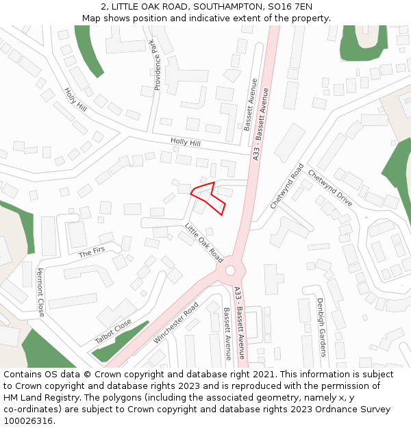 2, LITTLE OAK ROAD, SOUTHAMPTON, SO16 7EN: Location map and indicative extent of plot