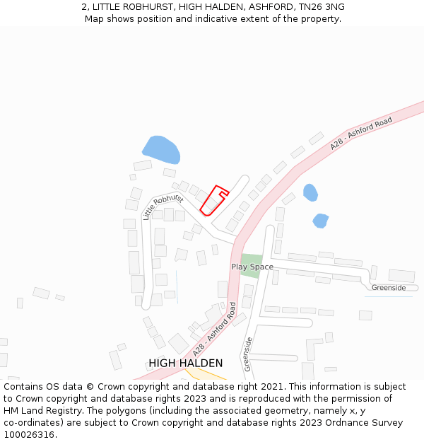 2, LITTLE ROBHURST, HIGH HALDEN, ASHFORD, TN26 3NG: Location map and indicative extent of plot