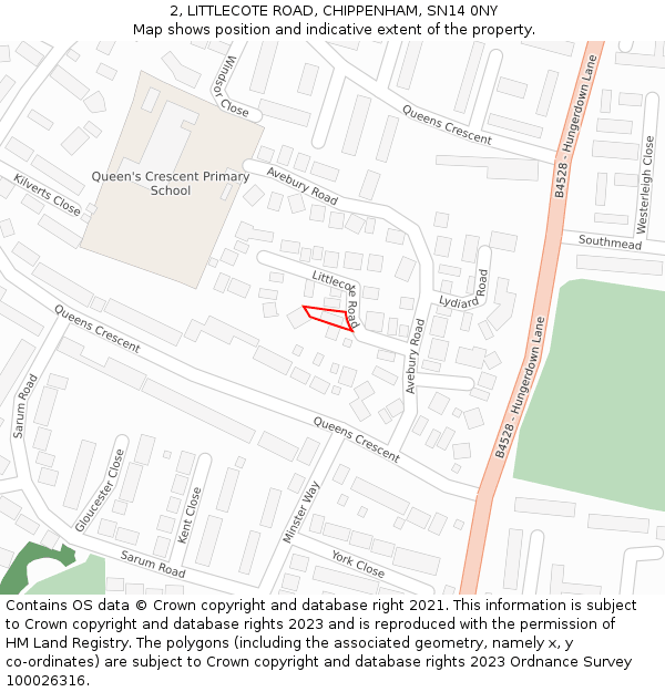 2, LITTLECOTE ROAD, CHIPPENHAM, SN14 0NY: Location map and indicative extent of plot