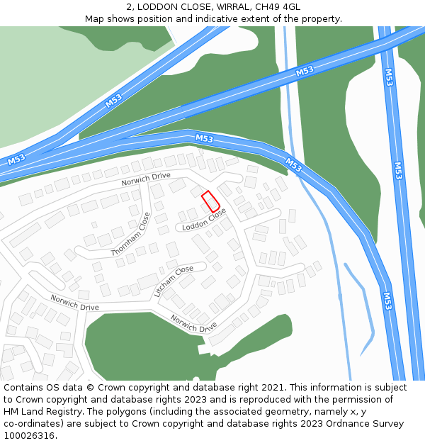 2, LODDON CLOSE, WIRRAL, CH49 4GL: Location map and indicative extent of plot