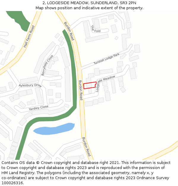 2, LODGESIDE MEADOW, SUNDERLAND, SR3 2PN: Location map and indicative extent of plot