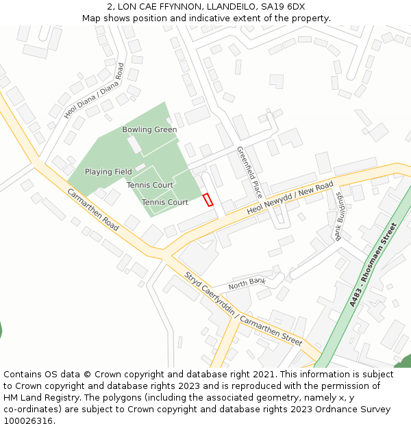 2, LON CAE FFYNNON, LLANDEILO, SA19 6DX: Location map and indicative extent of plot
