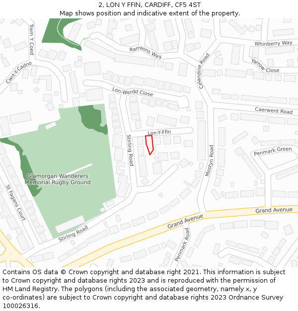 2, LON Y FFIN, CARDIFF, CF5 4ST: Location map and indicative extent of plot