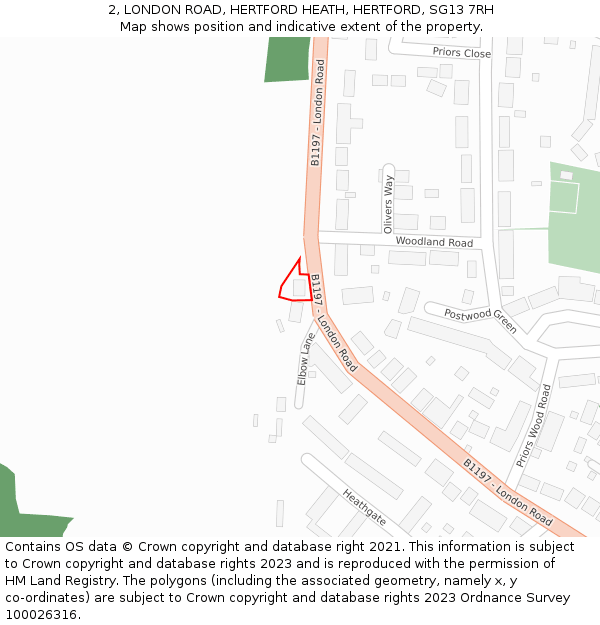 2, LONDON ROAD, HERTFORD HEATH, HERTFORD, SG13 7RH: Location map and indicative extent of plot