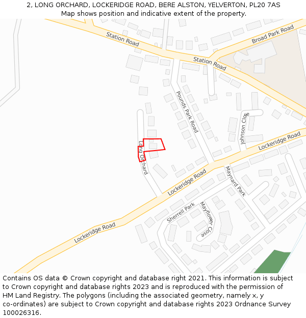 2, LONG ORCHARD, LOCKERIDGE ROAD, BERE ALSTON, YELVERTON, PL20 7AS: Location map and indicative extent of plot