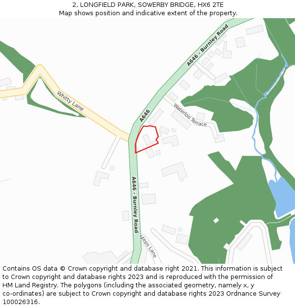 2, LONGFIELD PARK, SOWERBY BRIDGE, HX6 2TE: Location map and indicative extent of plot