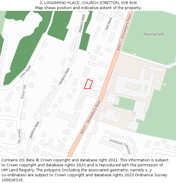 2, LONGMYND PLACE, CHURCH STRETTON, SY6 6HX: Location map and indicative extent of plot