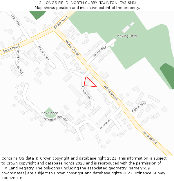 2, LONGS FIELD, NORTH CURRY, TAUNTON, TA3 6NN: Location map and indicative extent of plot