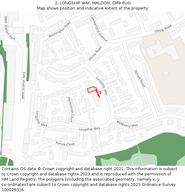 2, LONGSHIP WAY, MALDON, CM9 6UG: Location map and indicative extent of plot