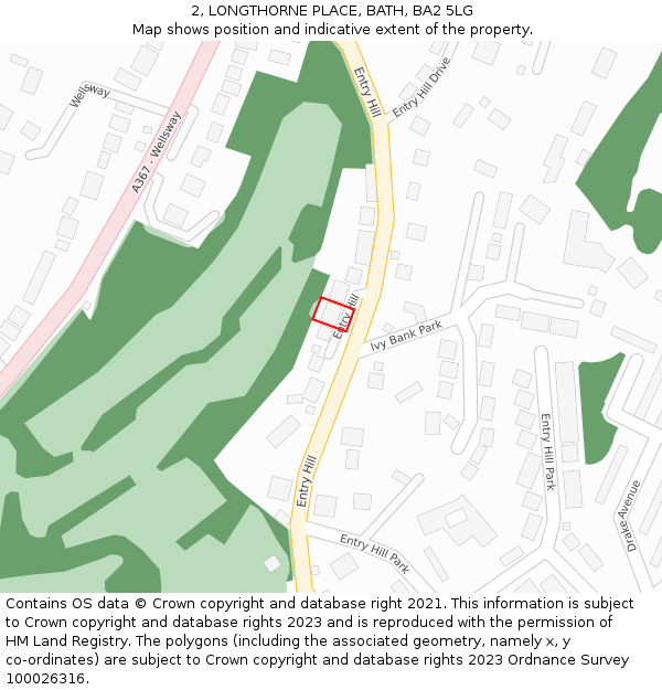 2, LONGTHORNE PLACE, BATH, BA2 5LG: Location map and indicative extent of plot