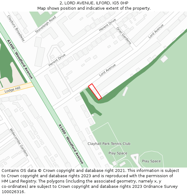 2, LORD AVENUE, ILFORD, IG5 0HP: Location map and indicative extent of plot
