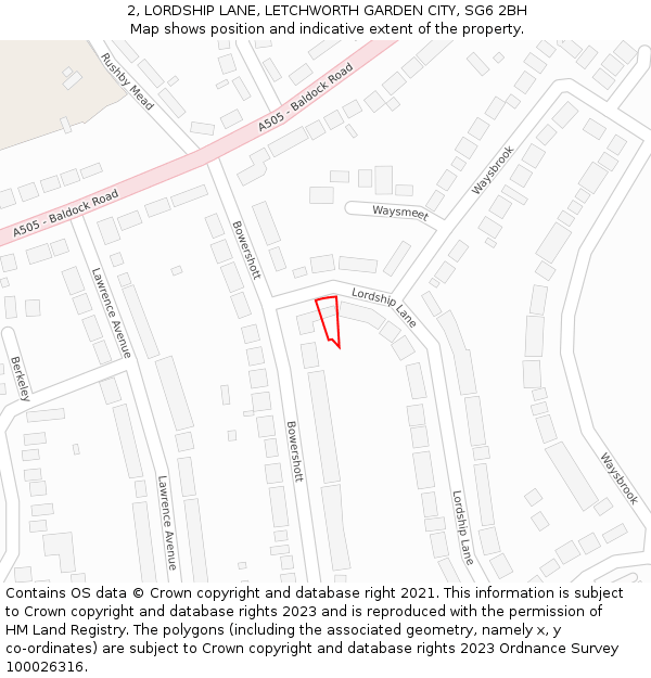 2, LORDSHIP LANE, LETCHWORTH GARDEN CITY, SG6 2BH: Location map and indicative extent of plot